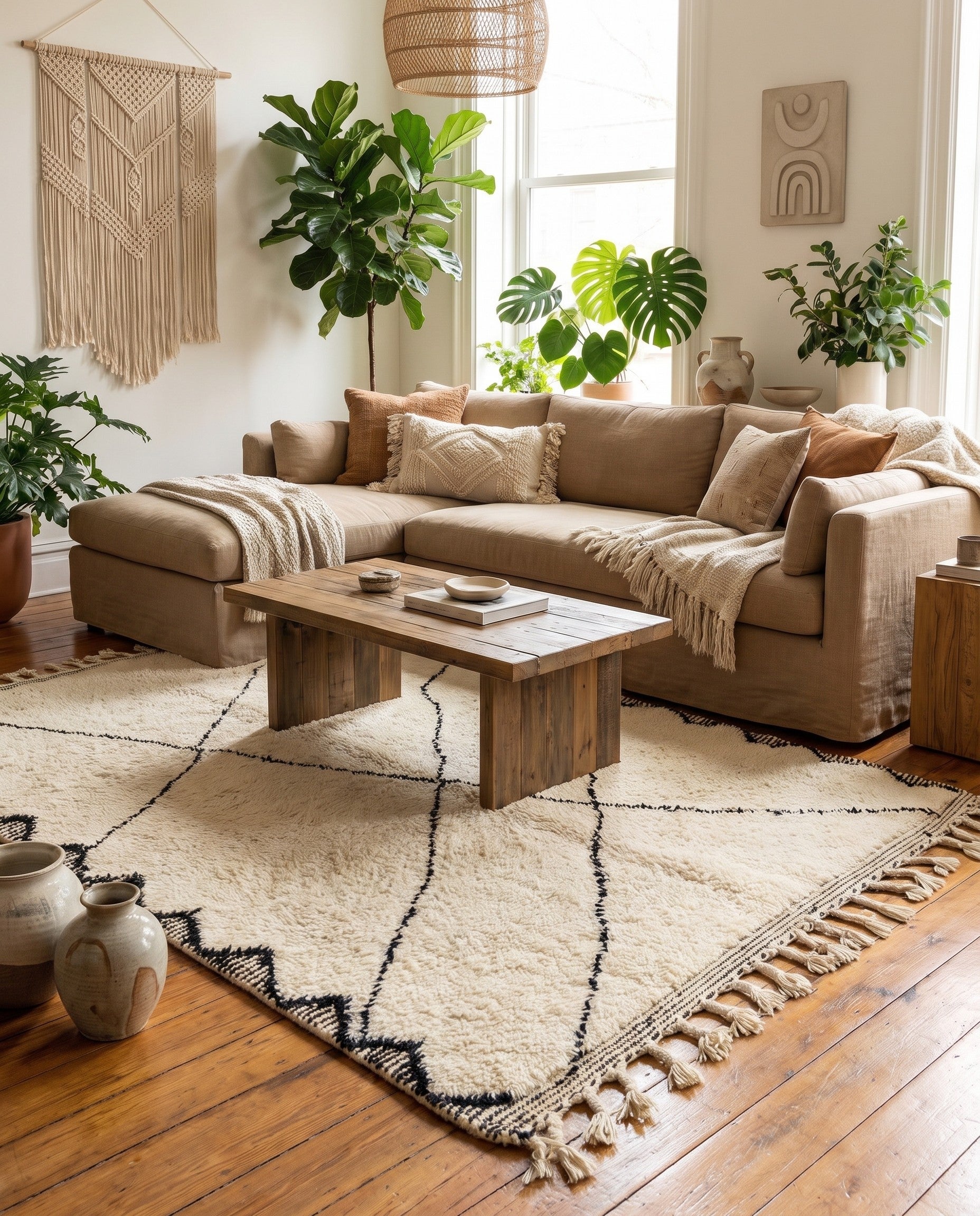 5' 5 x 8' 6 Hand Knotted Moroccan Wool Rug