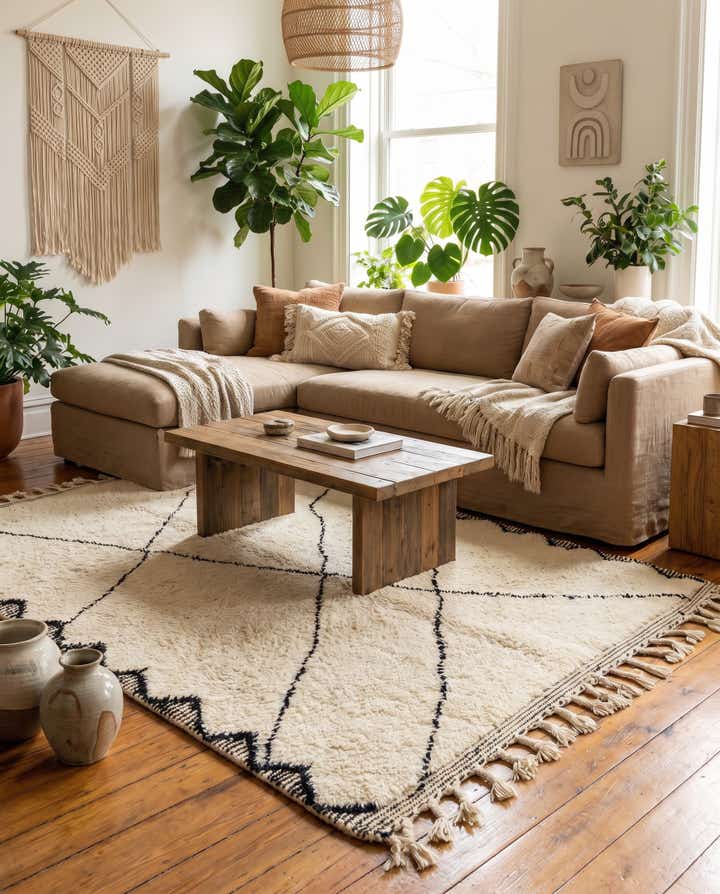 5' 5 x 8' 6 Hand Knotted Moroccan Wool Rug