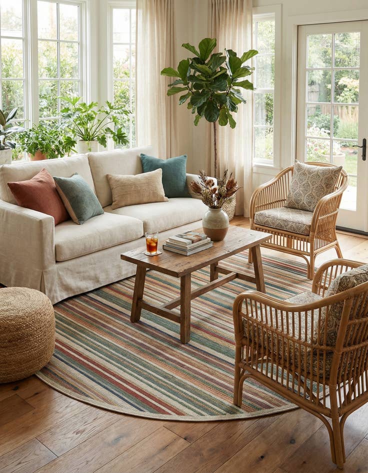 Detail image of 10' x 10' Easy-Clean Baja Indoor / Outdoor Round Rug