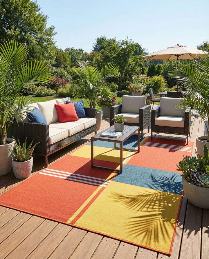5' 3 x 8' Easy-Clean Modern Indoor / Outdoor Rug