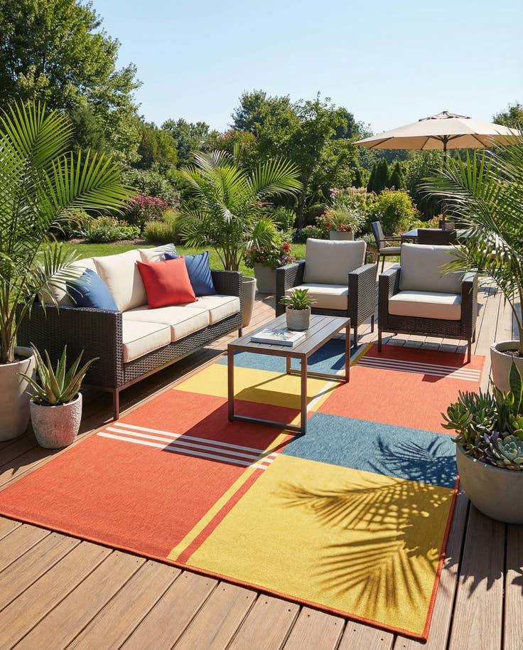 Detail image of 5' 3 x 8' Easy-Clean Modern Indoor / Outdoor Rug