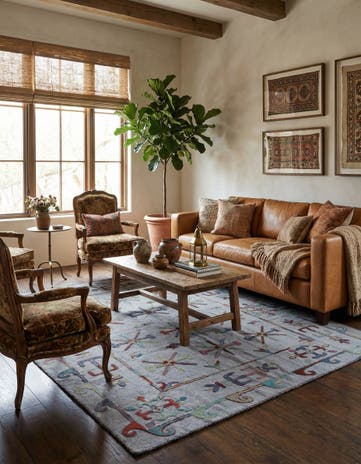 5' 10 x 7' 2 Hand Woven Kilim Suzani Wool Rug