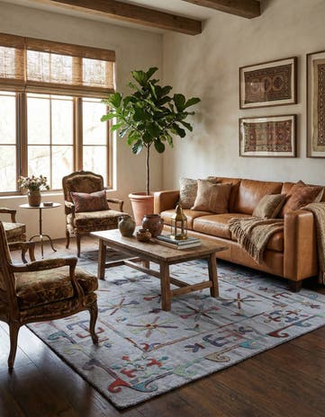 5' 10 x 7' 2 Hand Woven Kilim Suzani Wool Rug