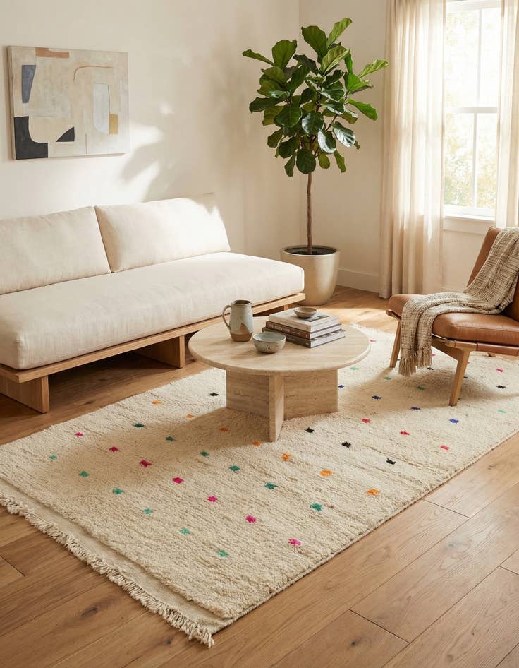 Detail image of  3' 8 x 6' 7  Hand Knotted Moroccan Wool Rug