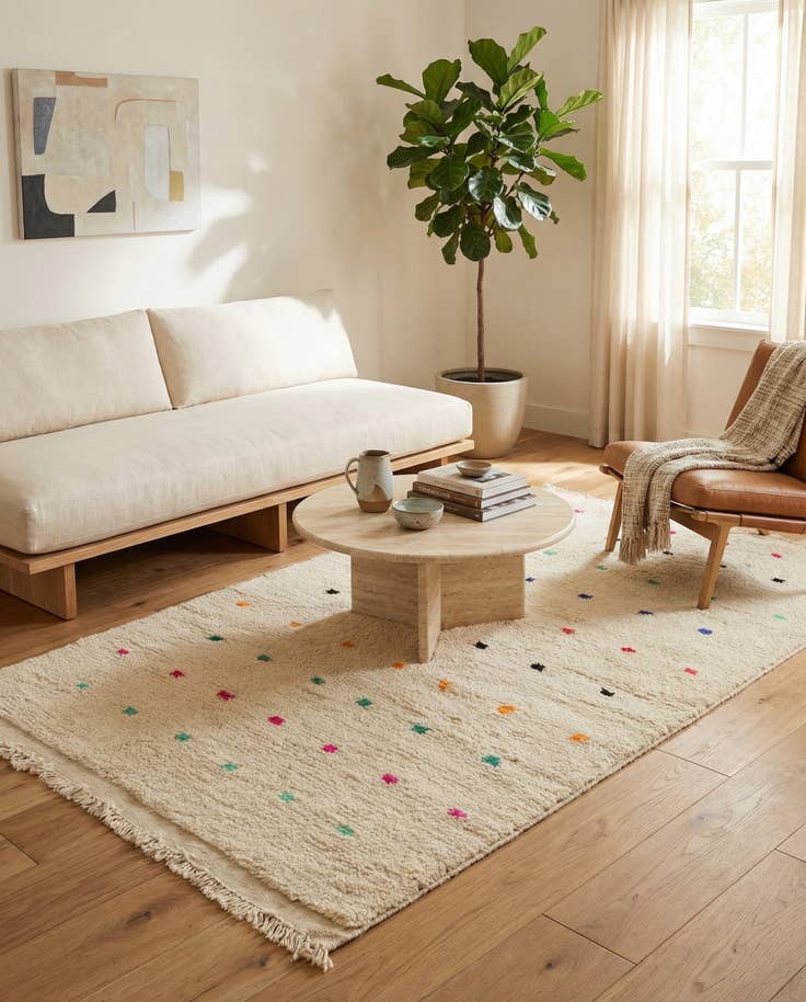 Detail image of 3' 8 x 6' 7 Hand Knotted Moroccan Wool Rug