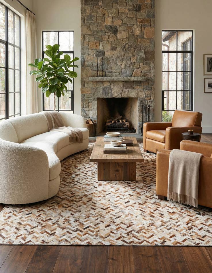 Detail image of  8' 3 x 10' Cowhide Leather Rug