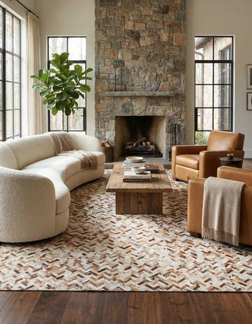 8' 3 x 10' Cowhide Leather Rug