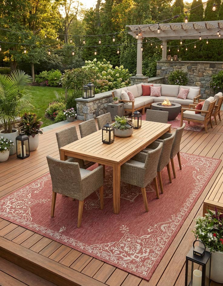 Detail image of 10' x 13'  Washable Traditional Indoor / Outdoor Rug