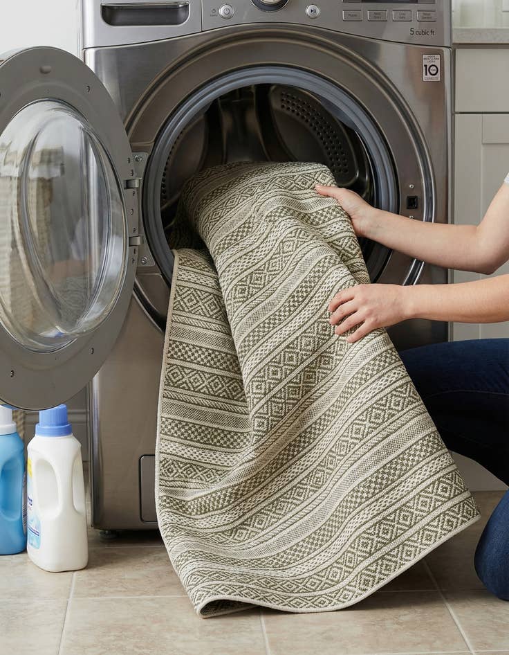 Detail image of 5' 3 x 8'  Washable Striped Indoor / Outdoor Rug