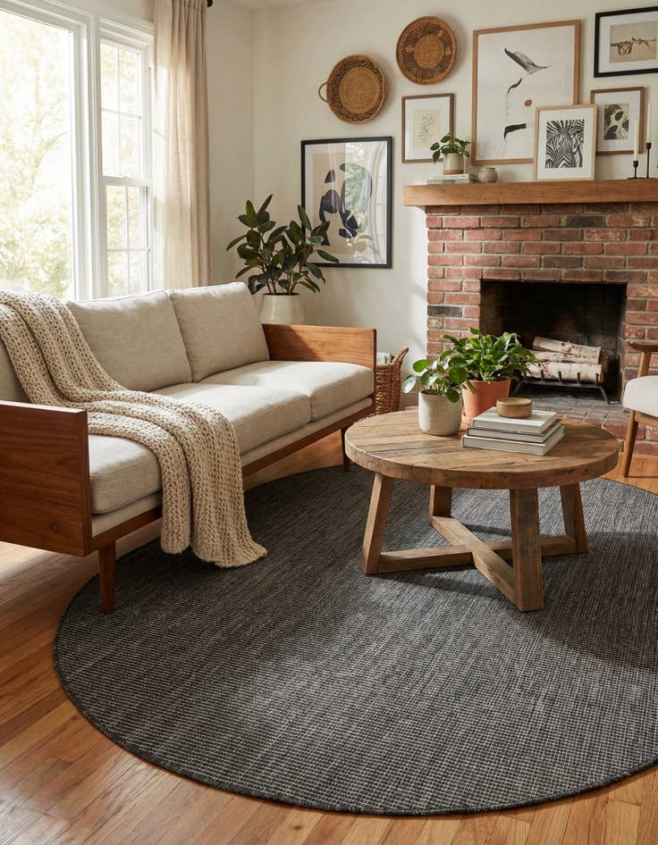 Detail image of 5' 3 x 8'  Washable Solid Indoor / Outdoor Oval Rug