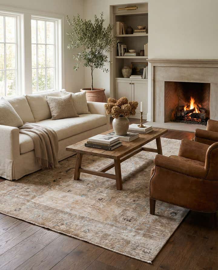 5' 9 x 8' 7 Hand Knotted Ultra Vintage Persian Wool Rug