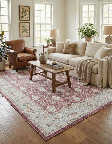Burgundy Red Washable Timeless Rug