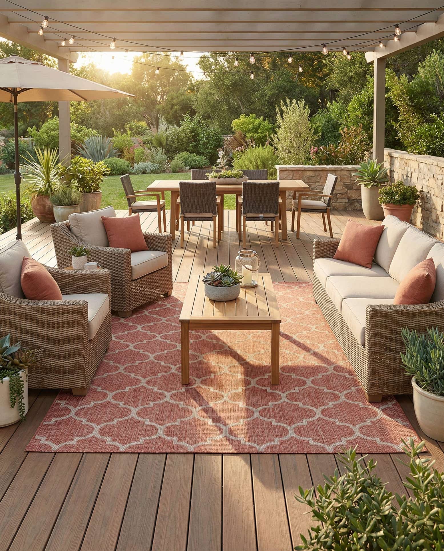 9' x 12' Easy-Clean Lattice Indoor / Outdoor Rug
