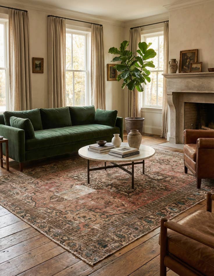 Detail image of  7' 1 x 9' 9  Hand Knotted Ultra Vintage Persian Wool Rug