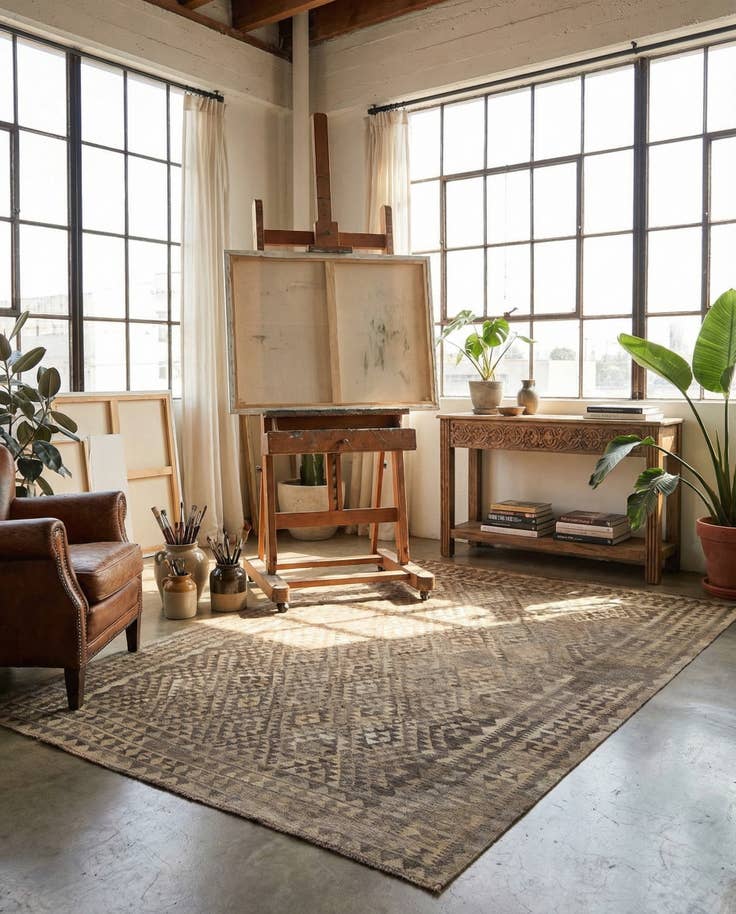 Detail image of 6' 9 x 9' 10 Hand Woven Kilim Maymana Wool Rug