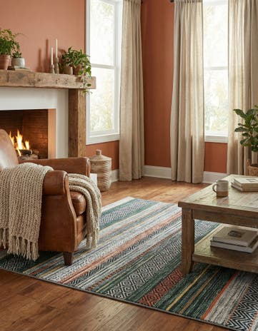 Green Washable Yara Rug