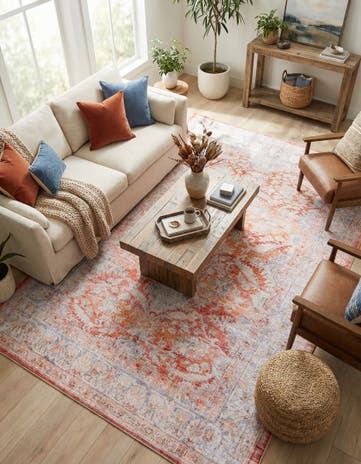 Rust Red Washable Timeless Rug