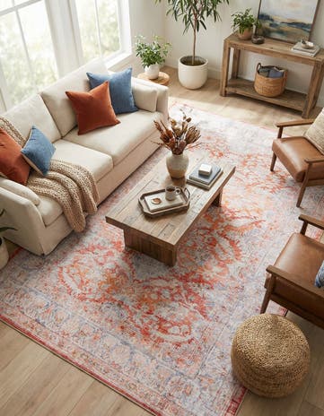 Rust Red Washable Timeless Rug