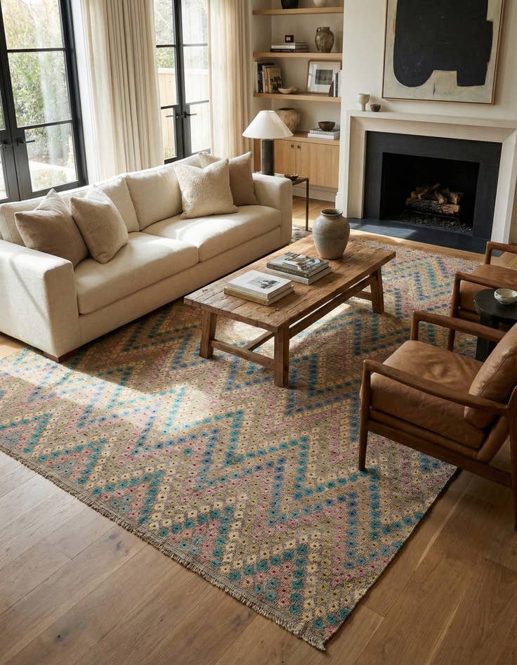 Detail image of 10' 4 x 13'  Hand Woven Kilim Modern Wool Rug