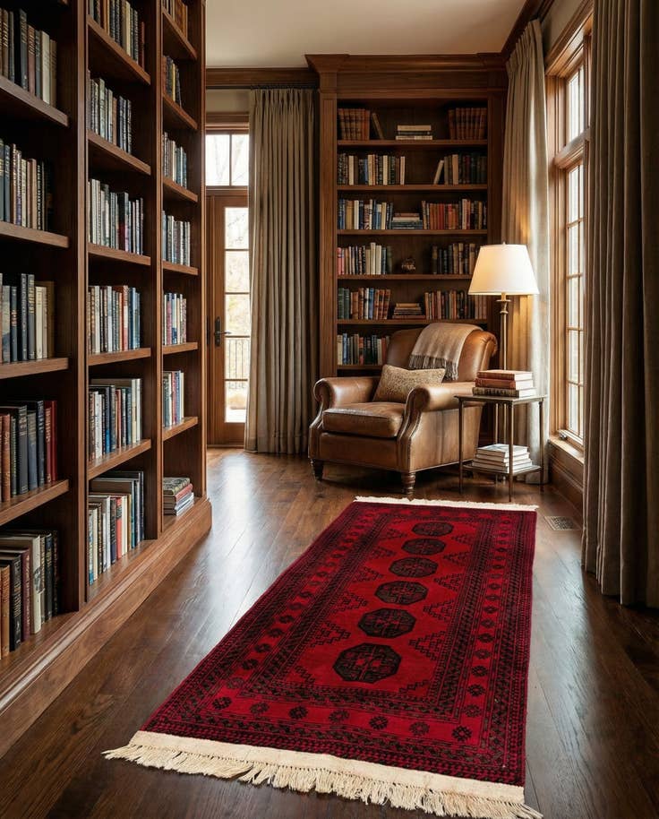 Detail image of 3' 4 x 7' Hand Knotted Afghan Akhche Wool Runner Rug