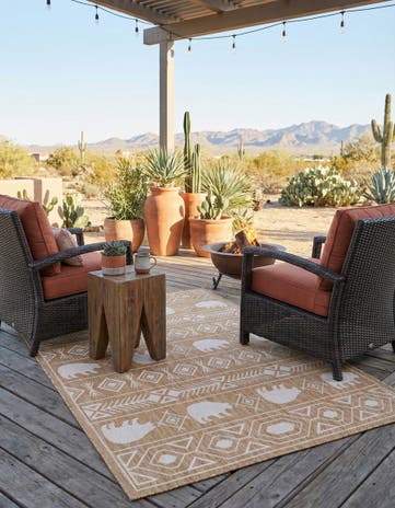 5' 3 x 7' Easy-Clean Southwestern Indoor / Outdoor Rug