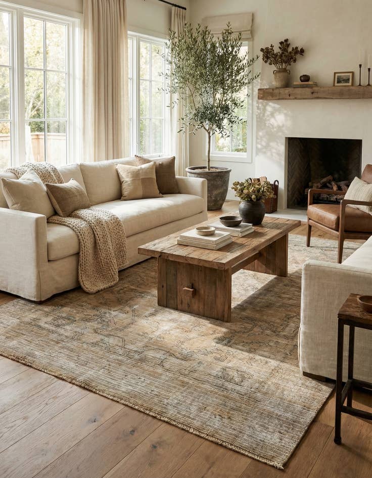 Detail image of 6' 2 x 9' 2  Hand Knotted Ultra Vintage Persian Wool Rug