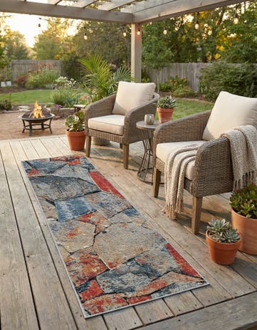 2' x 6' Easy-Clean Modern Indoor / Outdoor Runner Rug
