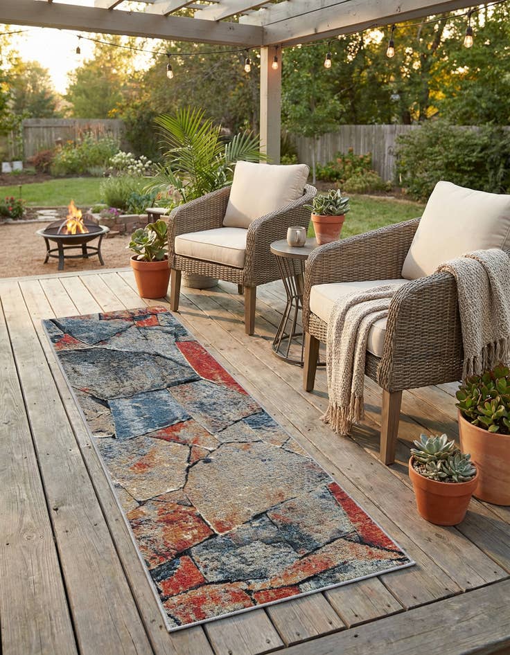 Detail image of 2' x 6'  Washable Modern Indoor / Outdoor Runner Rug
