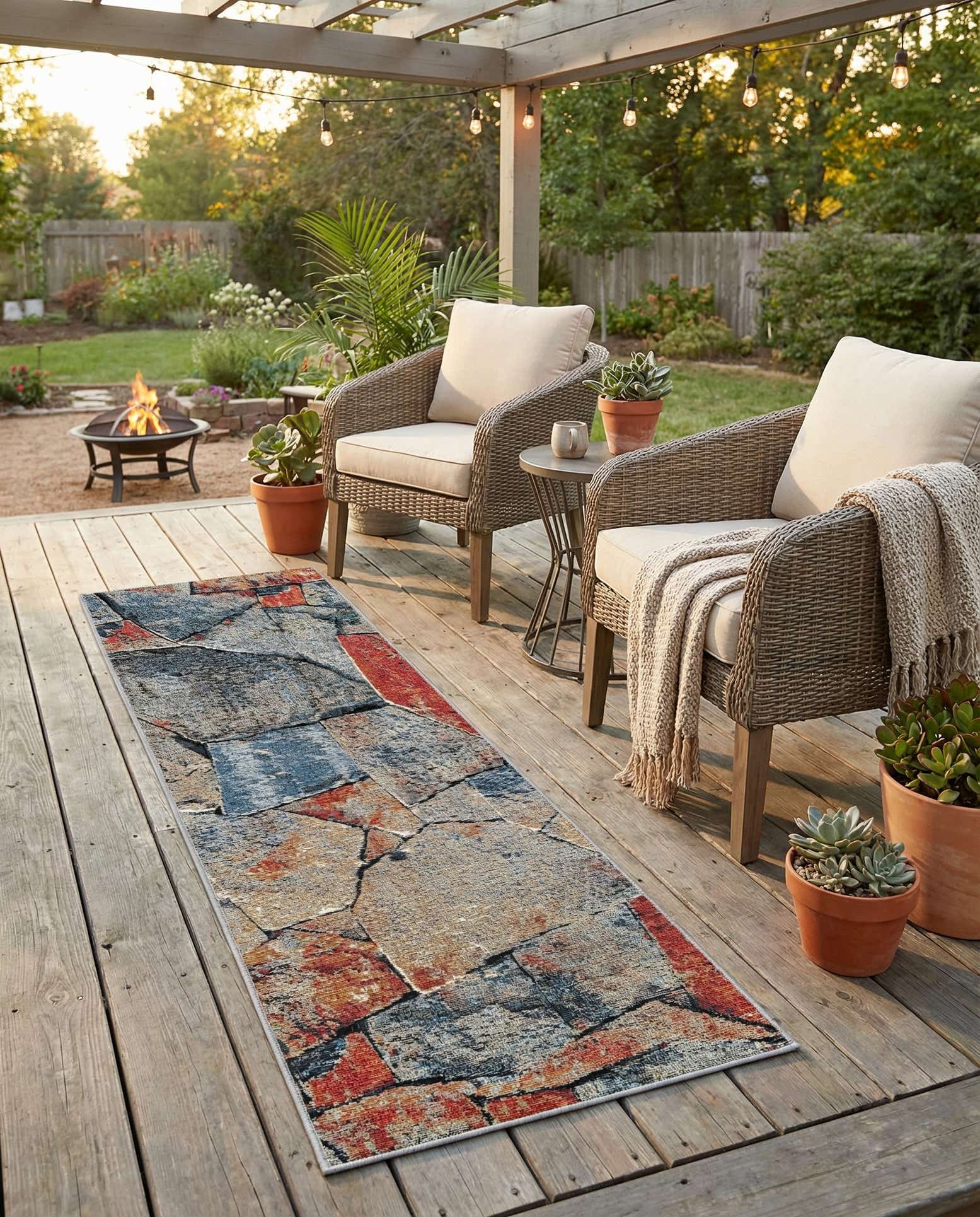 2' x 6' Easy-Clean Modern Indoor / Outdoor Runner Rug