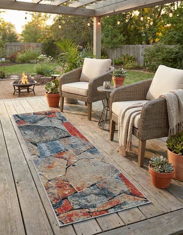 2' x 6' Easy-Clean Modern Indoor / Outdoor Runner Rug