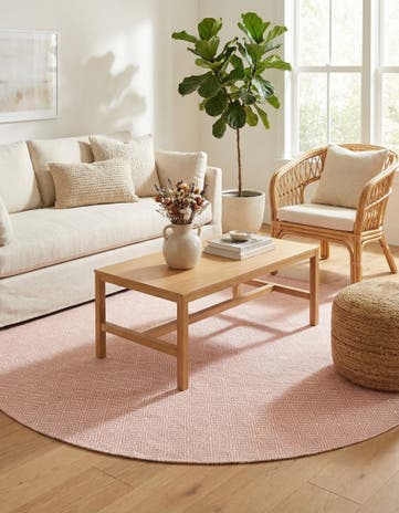 7' 10 x 7' 10 Hand Woven Geo Trellis Flatweave Round Rug