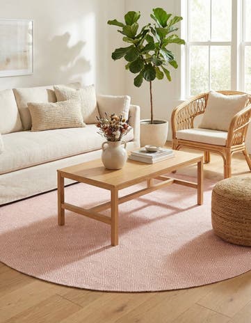 7' 10 x 7' 10 Hand Woven Geo Trellis Flatweave Round Rug