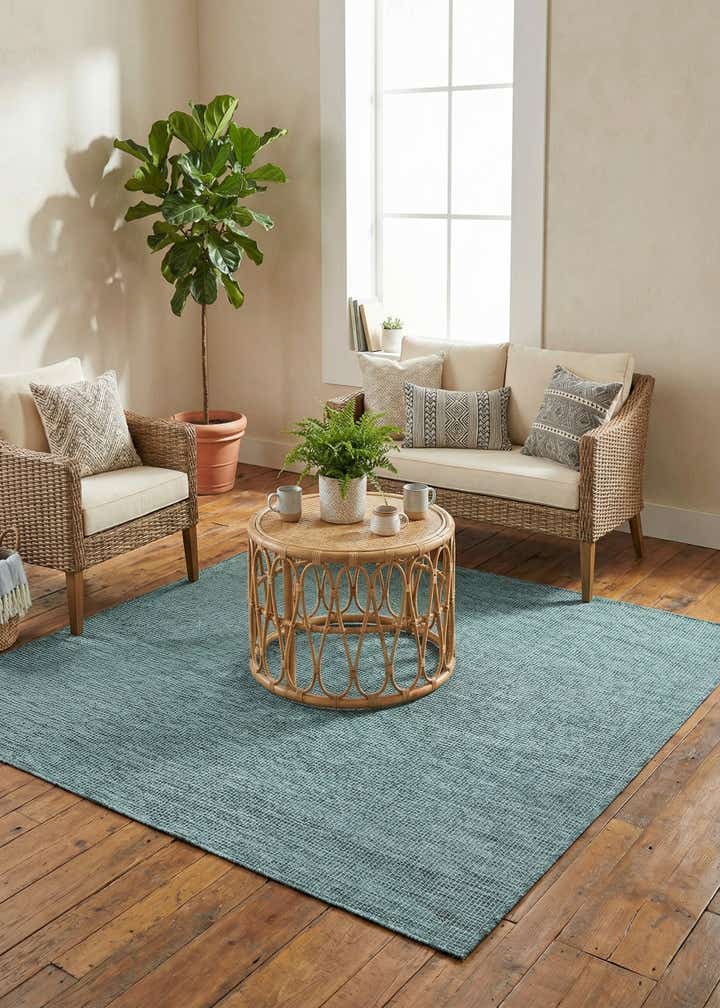 6' 1 x 6' 1 Easy-Clean Solid Indoor / Outdoor Square Rug
