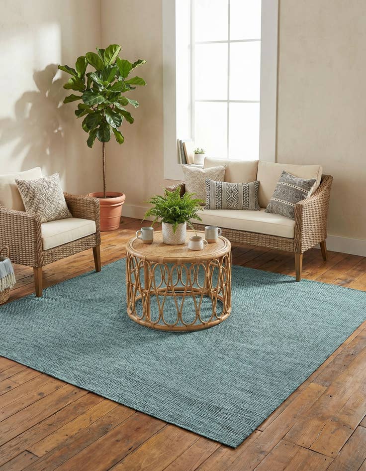 Detail image of 6' 1 x 6' 1  Washable Solid Indoor / Outdoor Square Rug