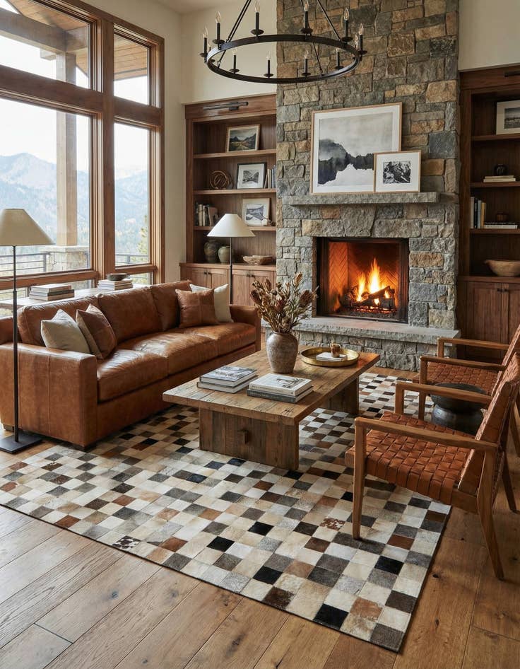 Detail image of  8' 1 x 9' 10 Cowhide - Patchwork Rug