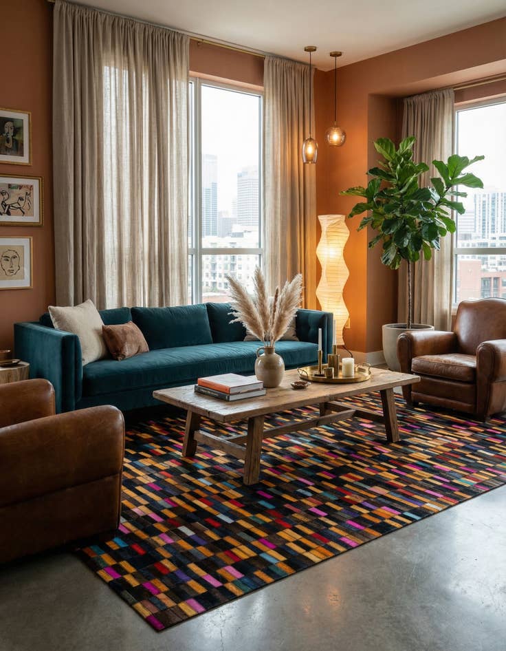 Detail image of  5' x 7' 11 Cowhide - Patchwork Rug