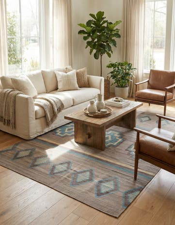 6' 6 x 9' 5 Hand Woven Kilim Modern Wool Rug