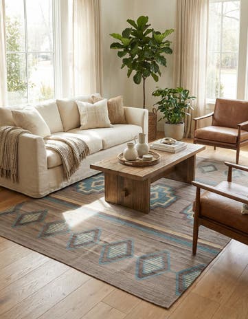 6' 6 x 9' 5 Hand Woven Kilim Modern Wool Rug