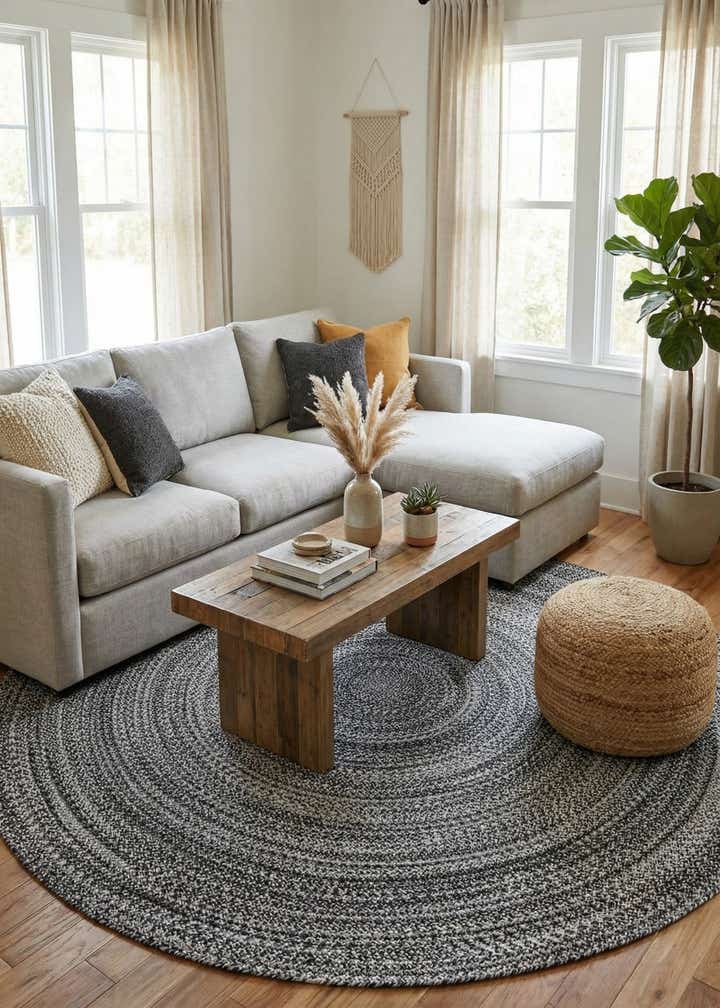7' 10 x 7' 10 Easy-Clean Eco Verse Washable Indoor / Outdoor Round Rug