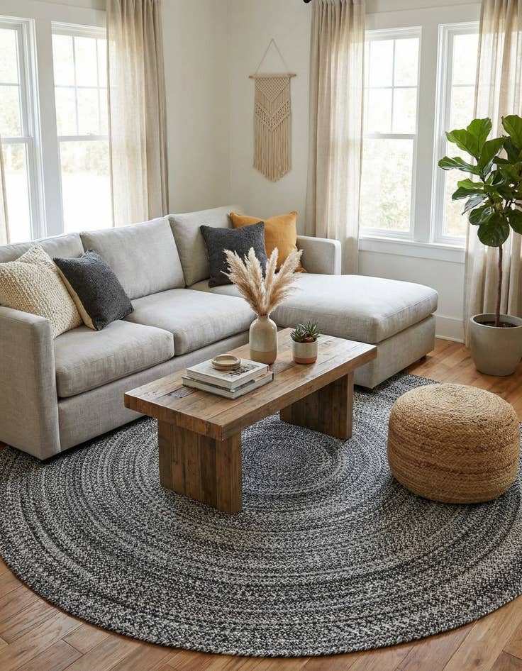 Detail image of 7' 10 x 7' 10  Hand Woven Eco Verse   Washable Indoor / Outdoor Round Rug