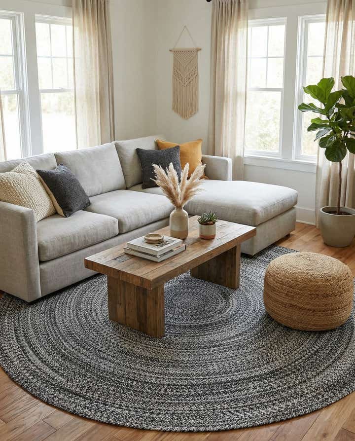 7' 10 x 7' 10 Easy-Clean Eco Verse Washable Indoor / Outdoor Round Rug