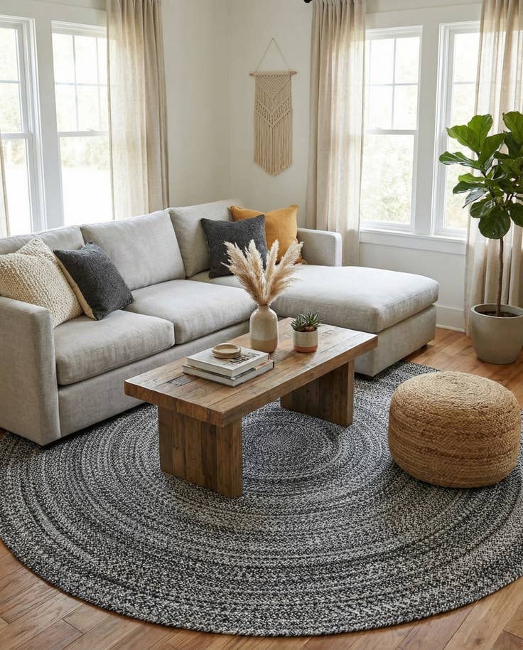 Detail image of 7' 10 x 7' 10 Easy-Clean Eco Verse Washable Indoor / Outdoor Round Rug