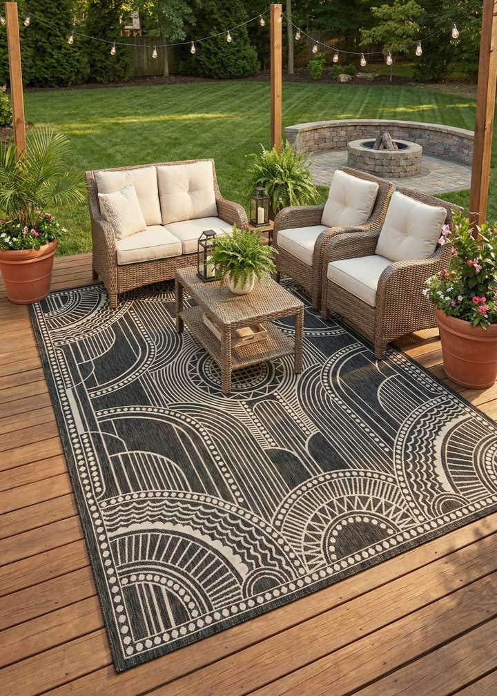 9' x 12' Easy-Clean Traditional Indoor / Outdoor Rug