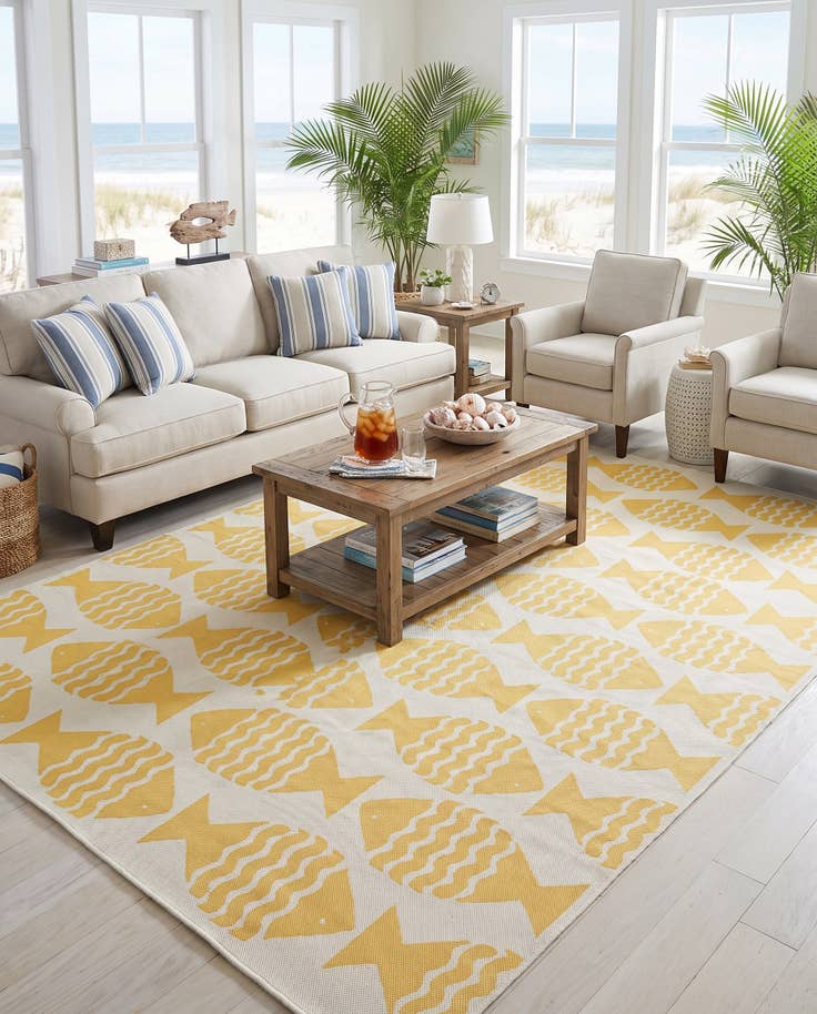 Detail image of 9' x 12' Easy-Clean Coastal Indoor / Outdoor Rug