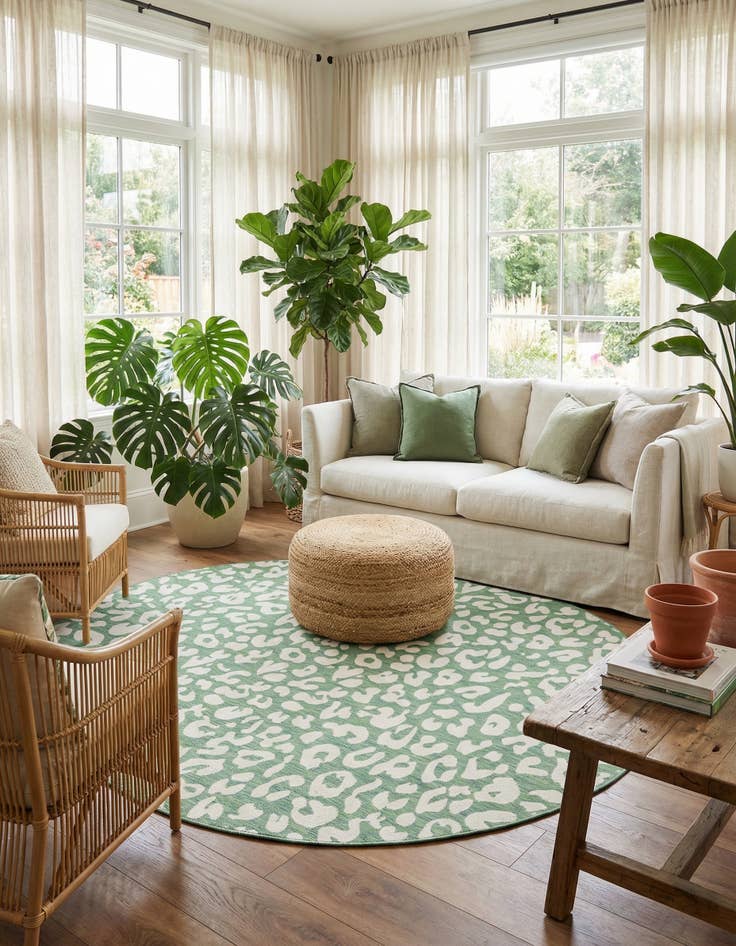 Detail image of  7' 10 x 10'  Washable Safari Indoor / Outdoor Oval Rug