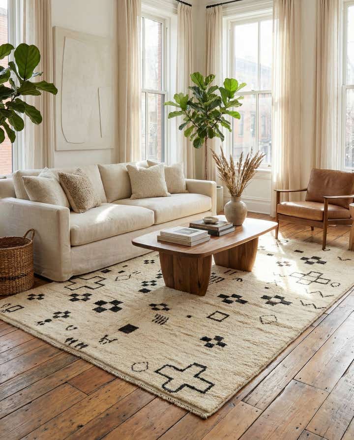 5' x 6' 6 Hand Knotted Moroccan Wool Rug