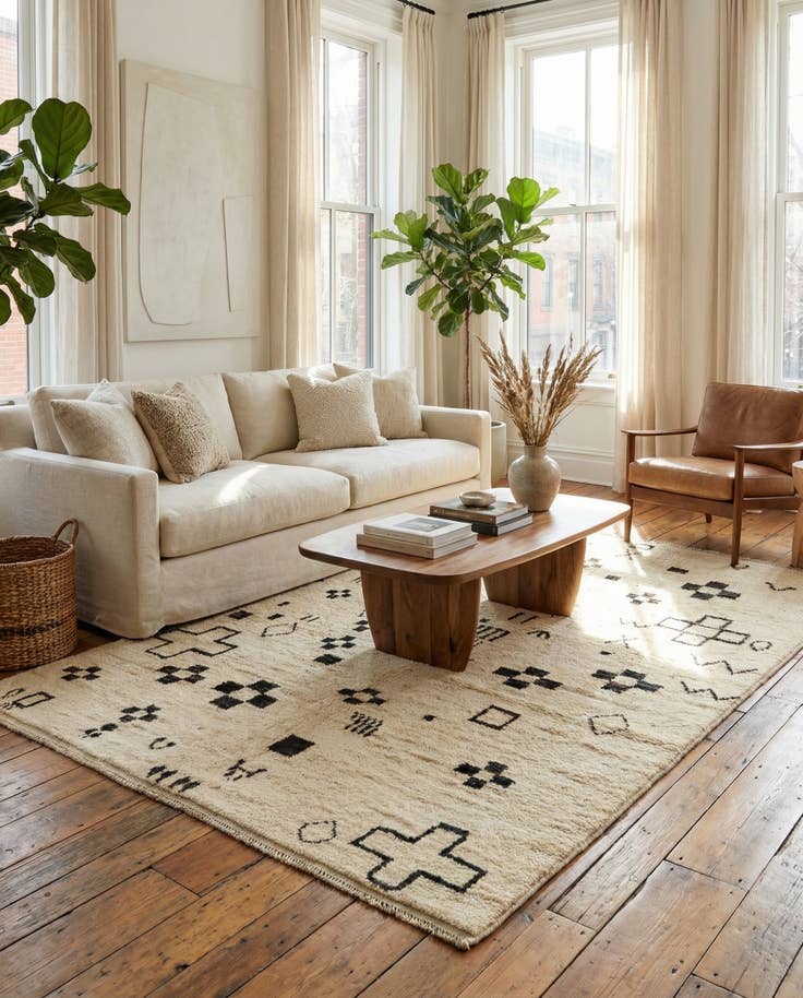 Detail image of 5' x 6' 6 Hand Knotted Moroccan Wool Rug