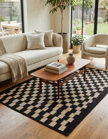 4' 4 x 5' 8 Hand Woven Kilim Modern Wool Rug
