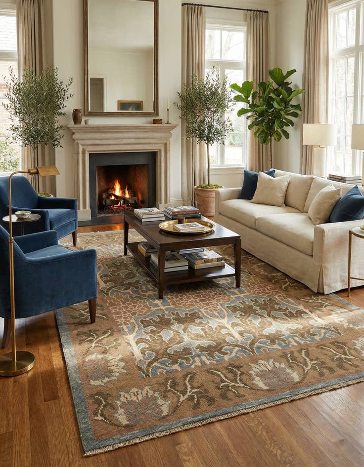 Detail image of 6' 2 x 10'  Hand Knotted Oushak Wool Rug