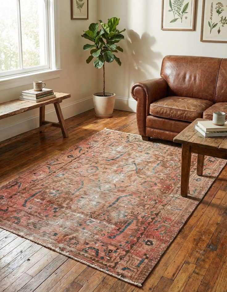 Detail image of  3' 6 x 4' 7  Hand Knotted Ultra Vintage Persian Wool Rug